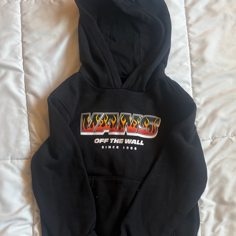 Vans Kids Black Hoodie with Vibrant Logo